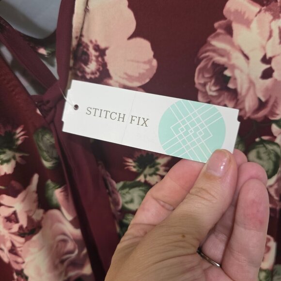 Stitch Fix Maroon Floral V-Neck Dress 2X NWT | Buttery Soft + Flowy Fit - Picture 12 of 15